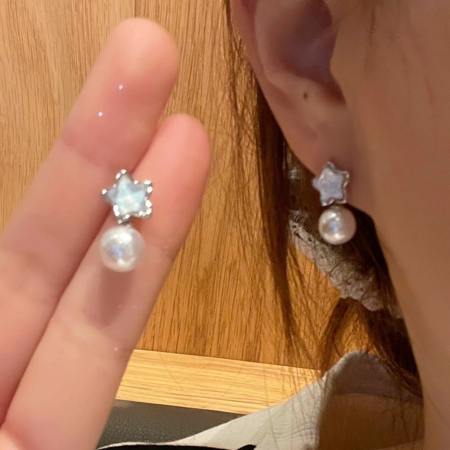 Blue Star Pearl Earrings