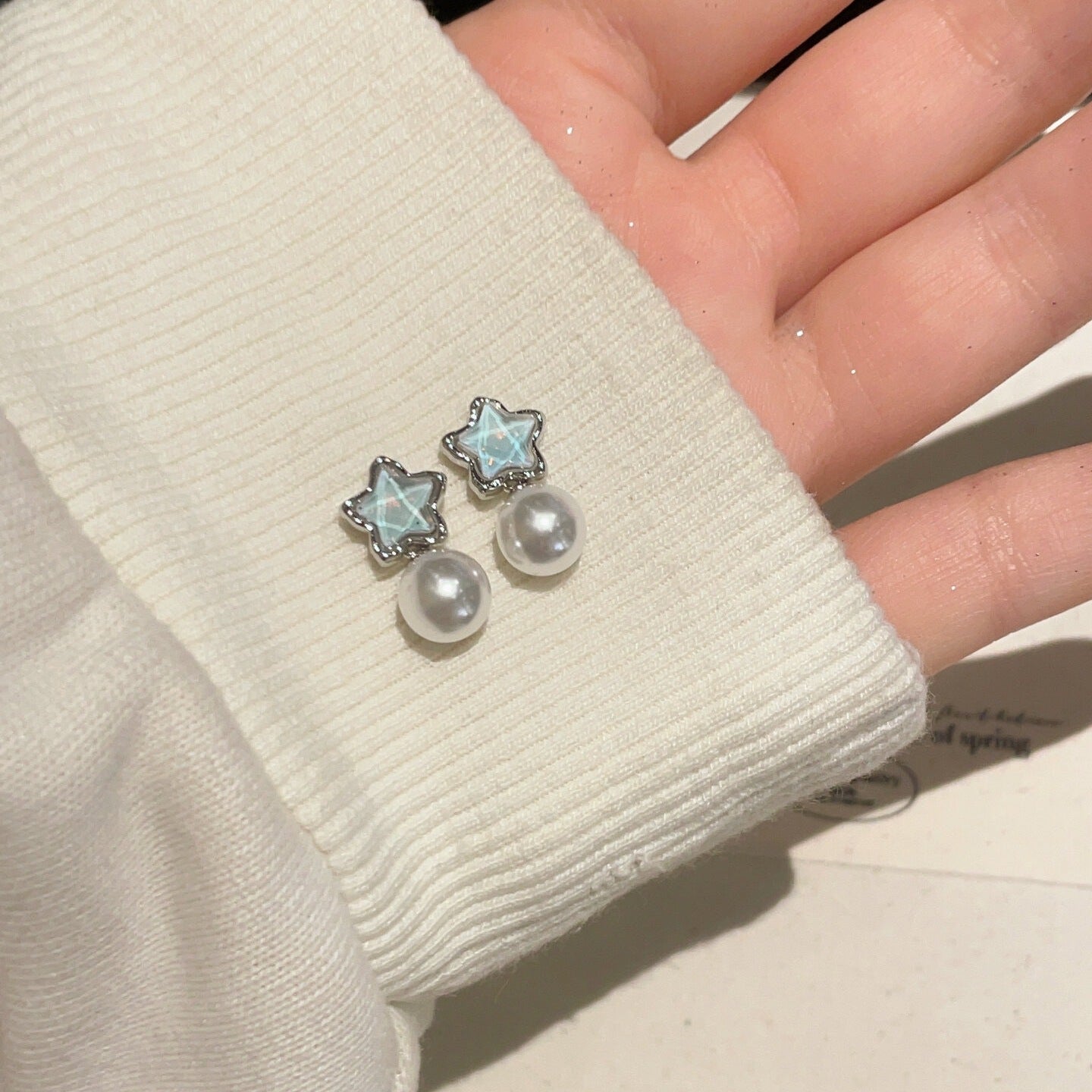 Blue Star Pearl Earrings