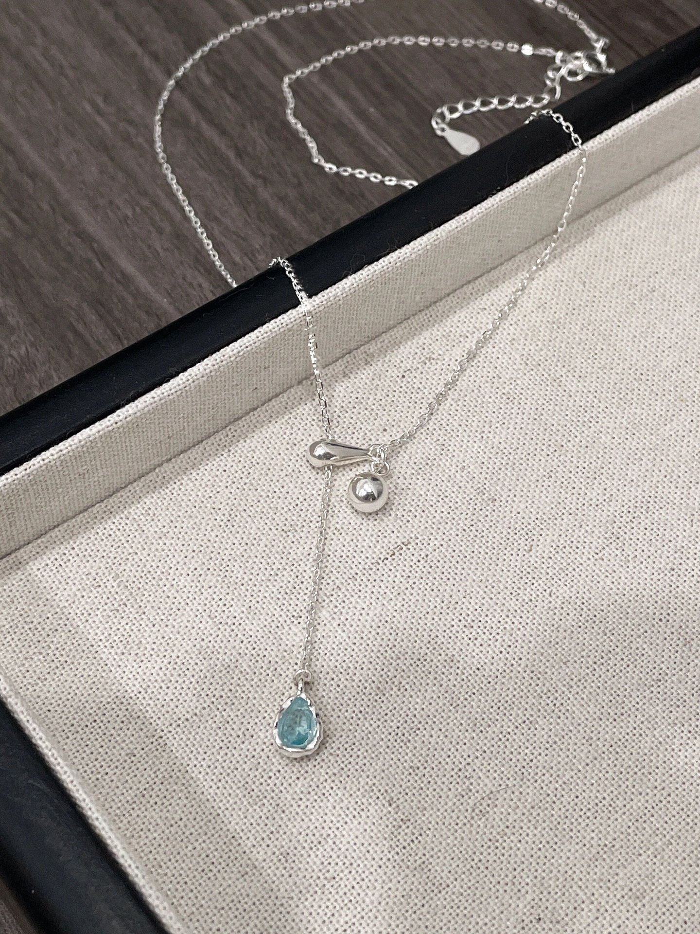 Blue Water Drop Sapphire Necklace