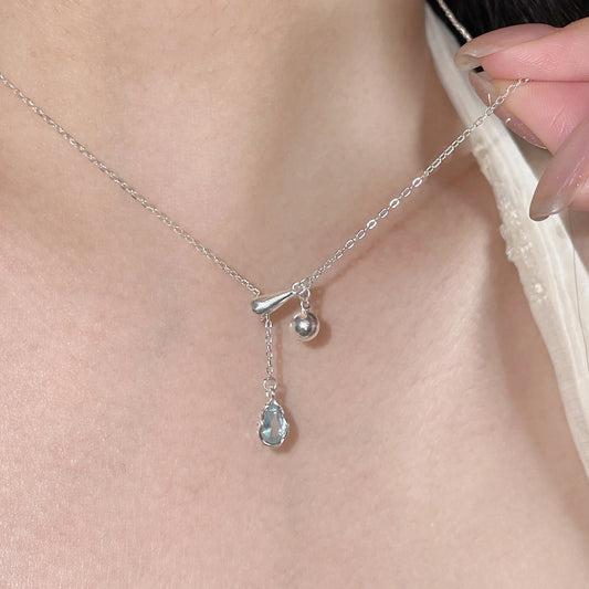 Blue Water Drop Sapphire Necklace