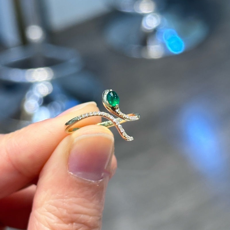 Emerald and Diamond Sanke Ring