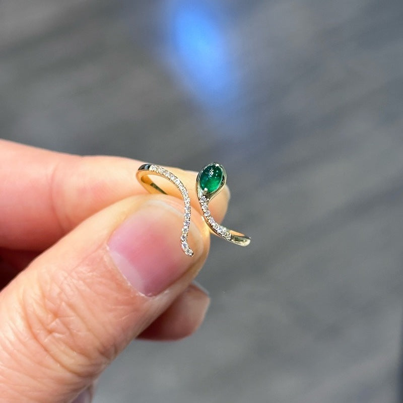 Emerald and Diamond Sanke Ring