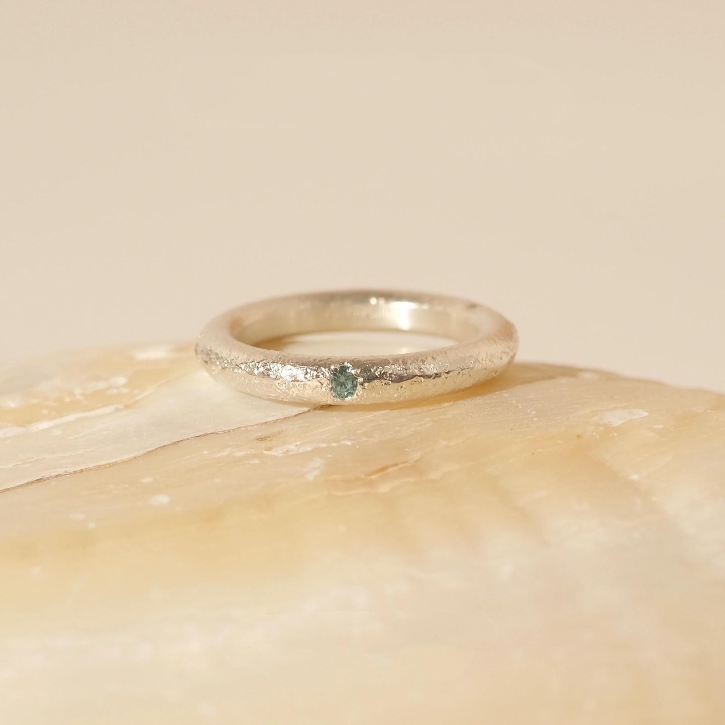 Frosted Textured Aquamarine Ring