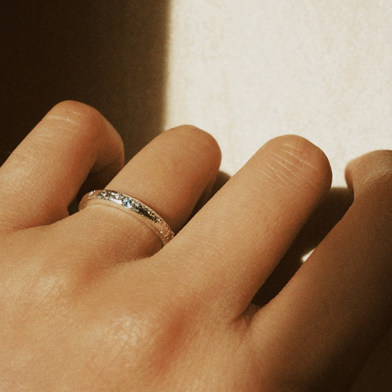 Frosted Textured Aquamarine Ring