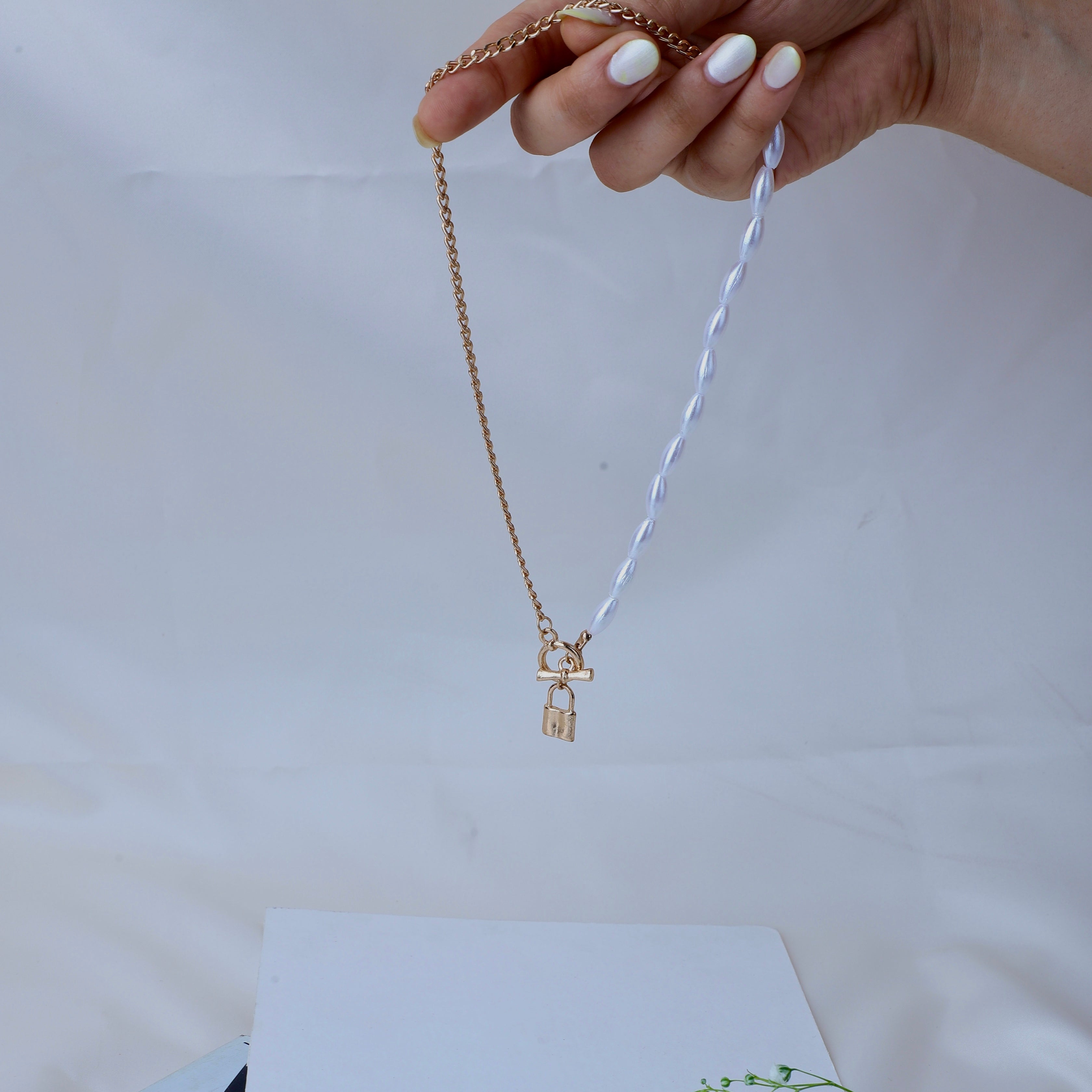 Lock & Pearl Necklace