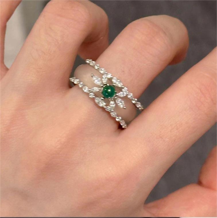 Ice Jade Ring White Agate Double Wear Ring