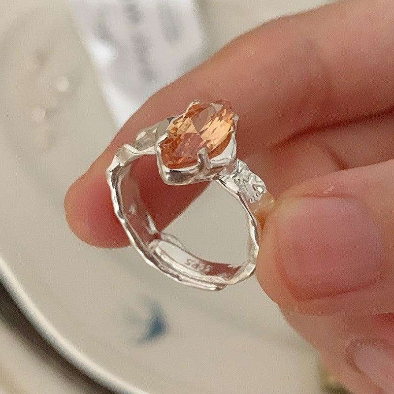 Irregular Textured zircon Ring