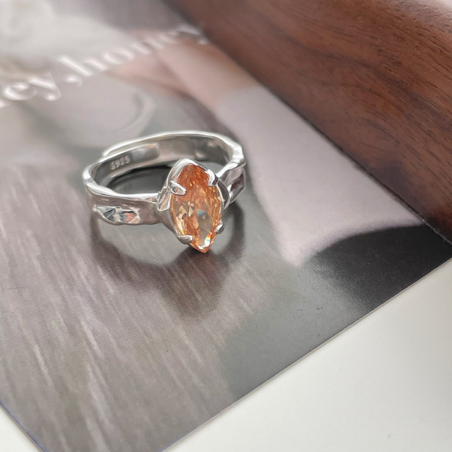 Irregular Textured zircon Ring