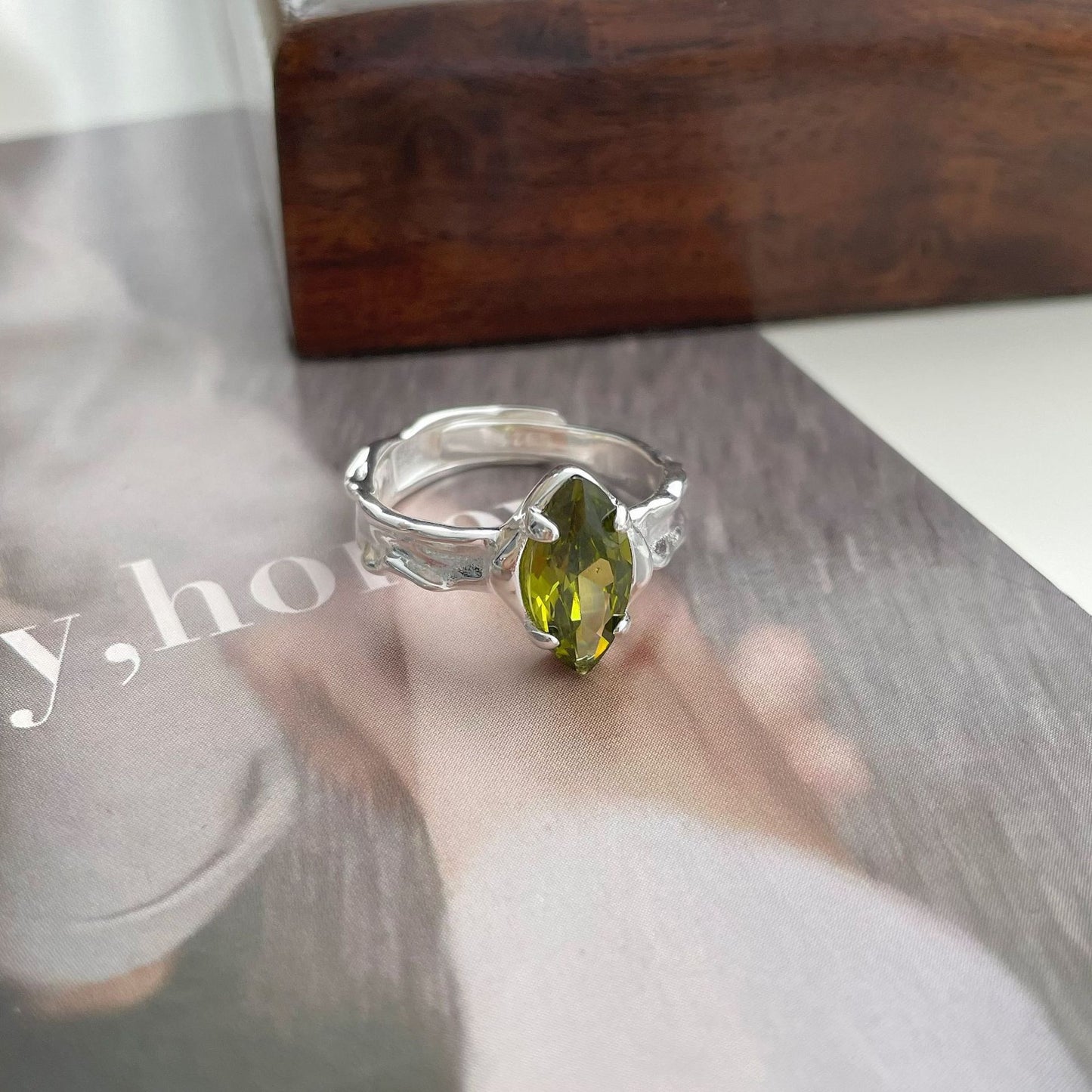 Irregular Textured zircon Ring