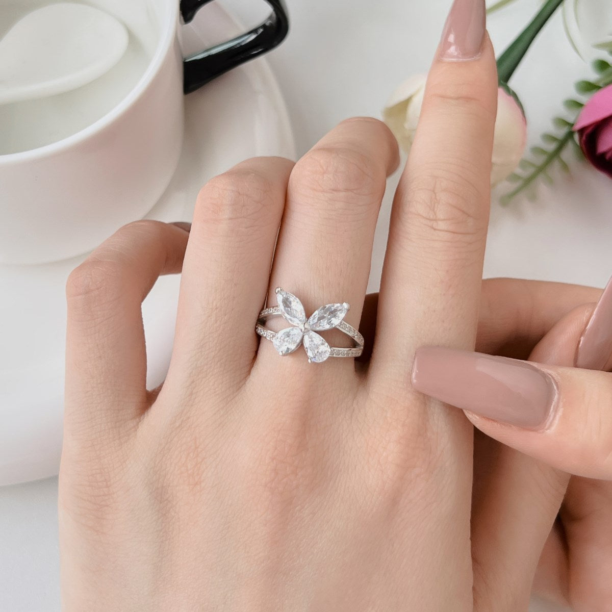 Marquise Zircon Butterfly Ring