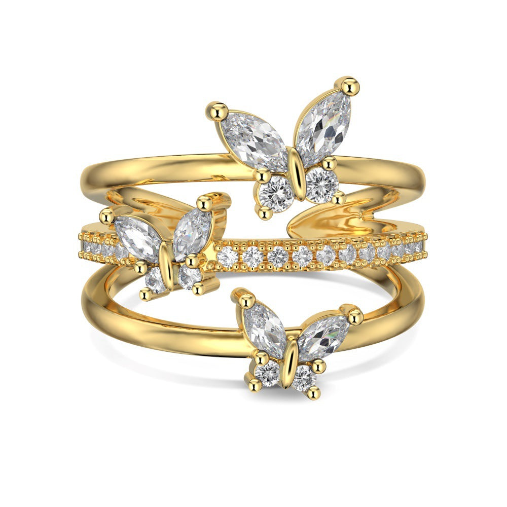 Marquise Zircon Butterfly Ring