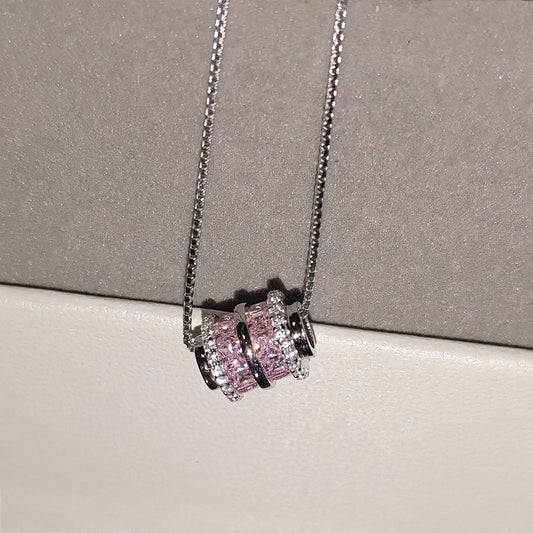 Pink diamond Barrel Bead Clavicle Necklace