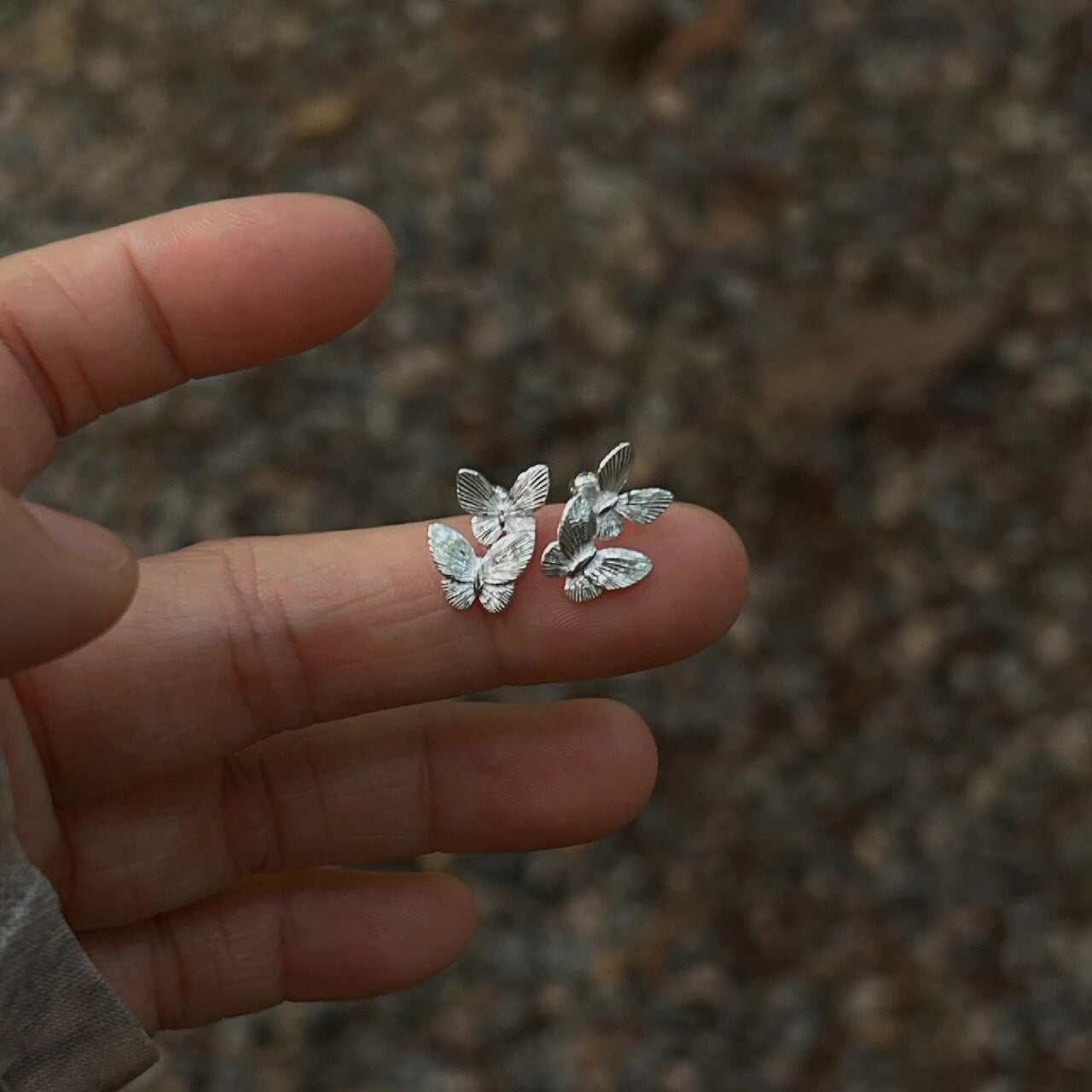 S925 Sterling Silver Double Butterfly Earrings