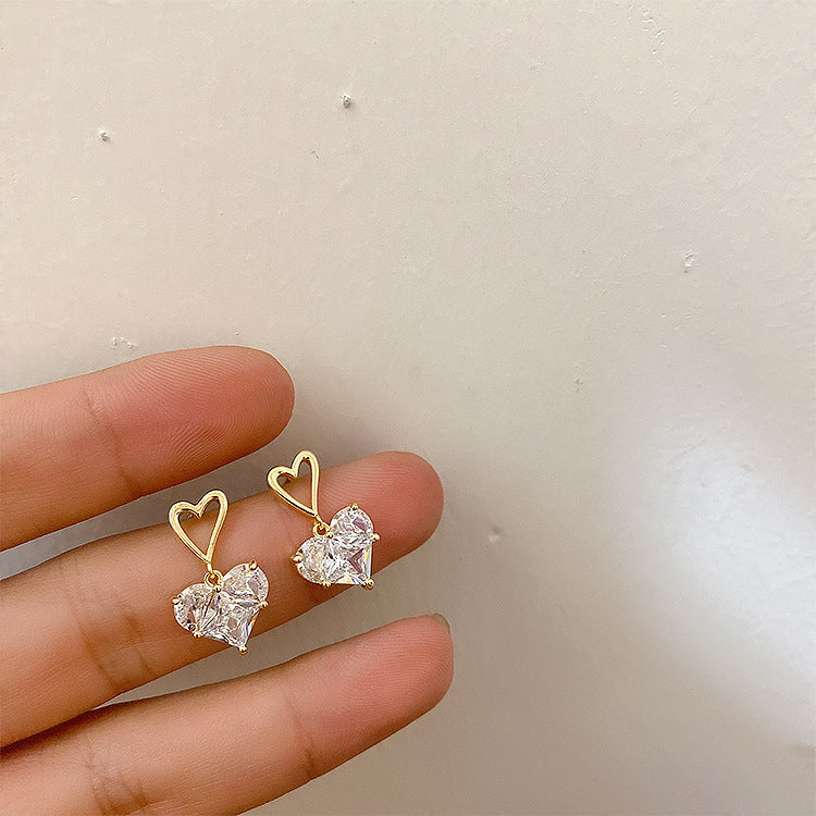 Small Zircon Love Earrings