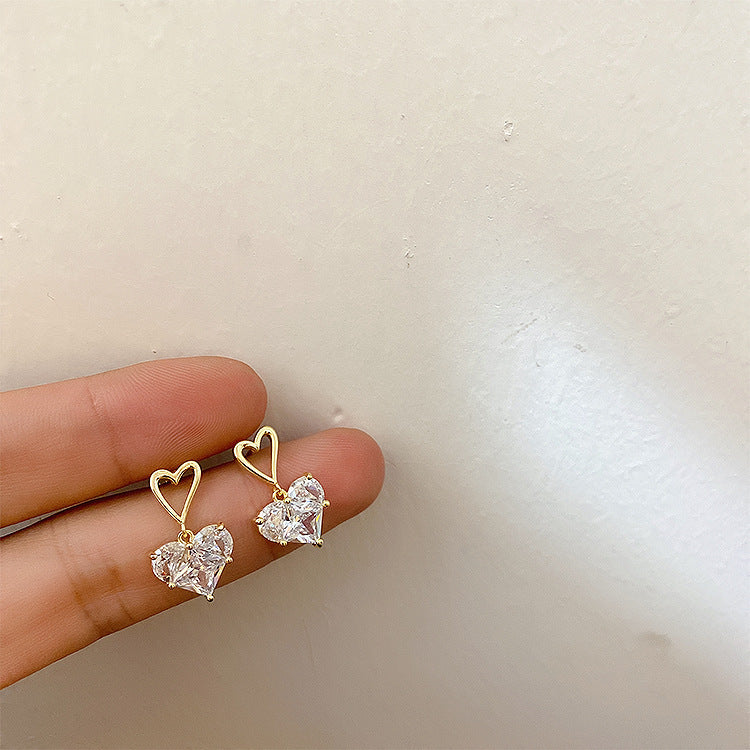 Small Zircon Love Earrings