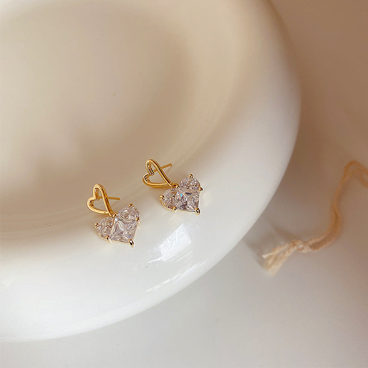 Small Zircon Love Earrings