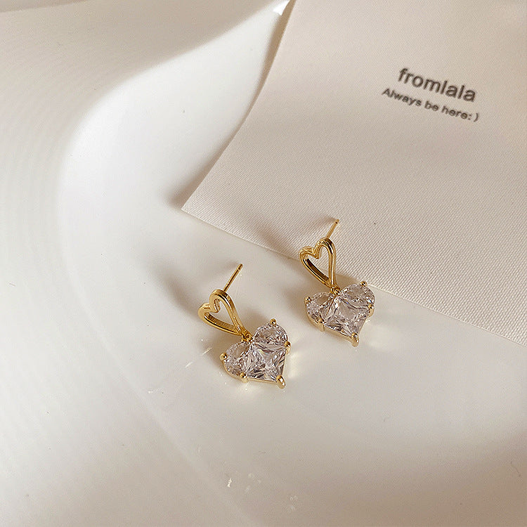 Small Zircon Love Earrings