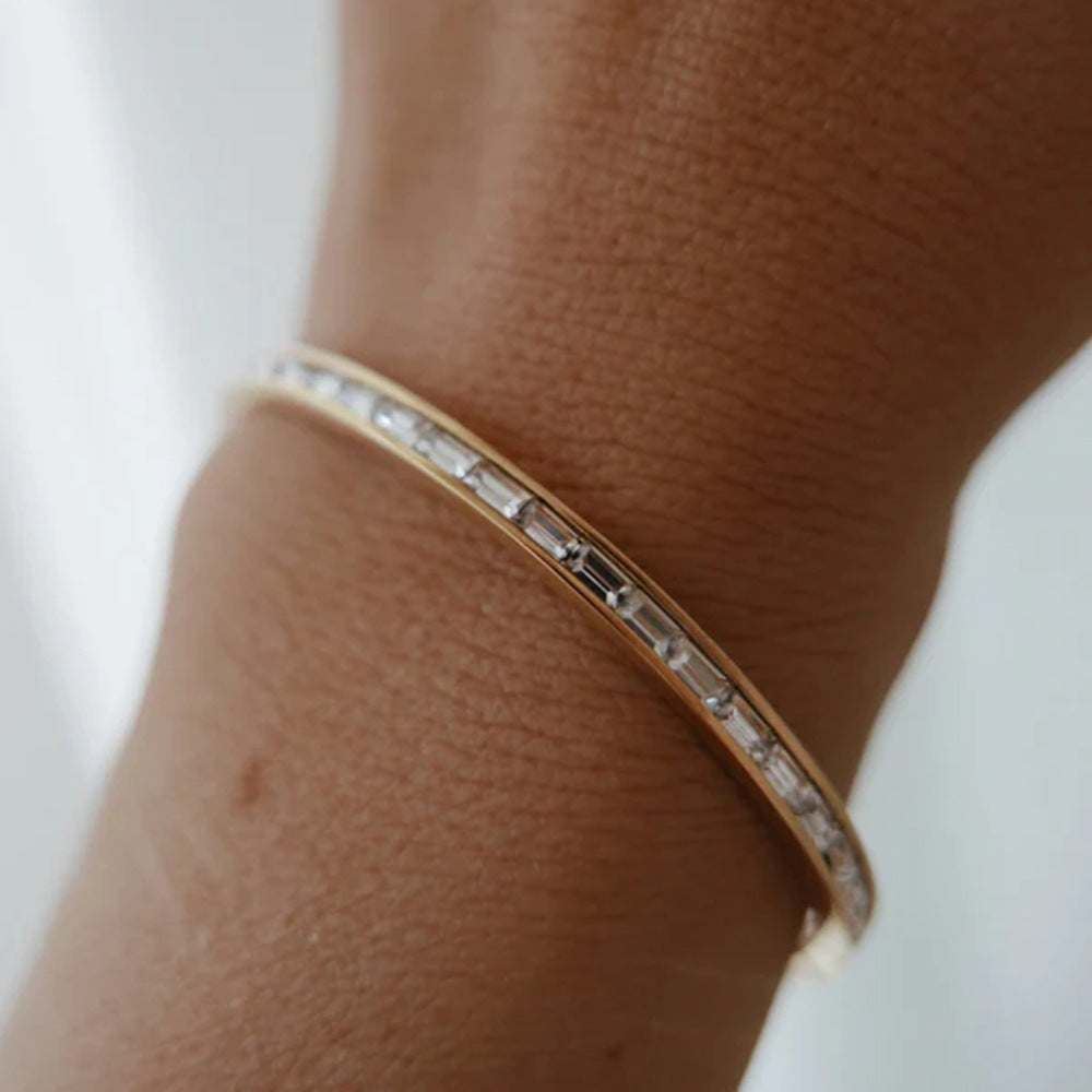 Stainless Steel Zircon Inlaid Bracelet